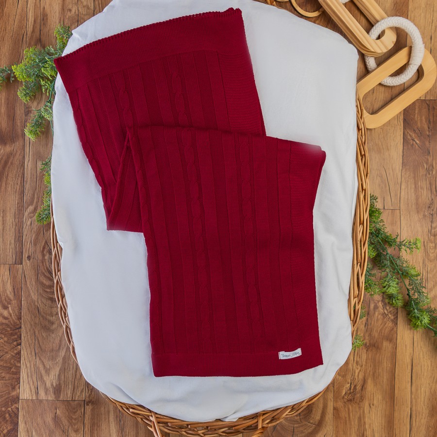  Manta de Linha Trança - Vermelho